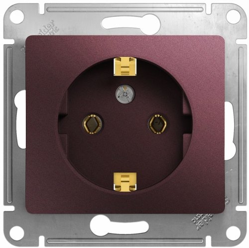 Розетка с заземлением без рамки Systeme Electric Glossa 1-м. баклажан картинка